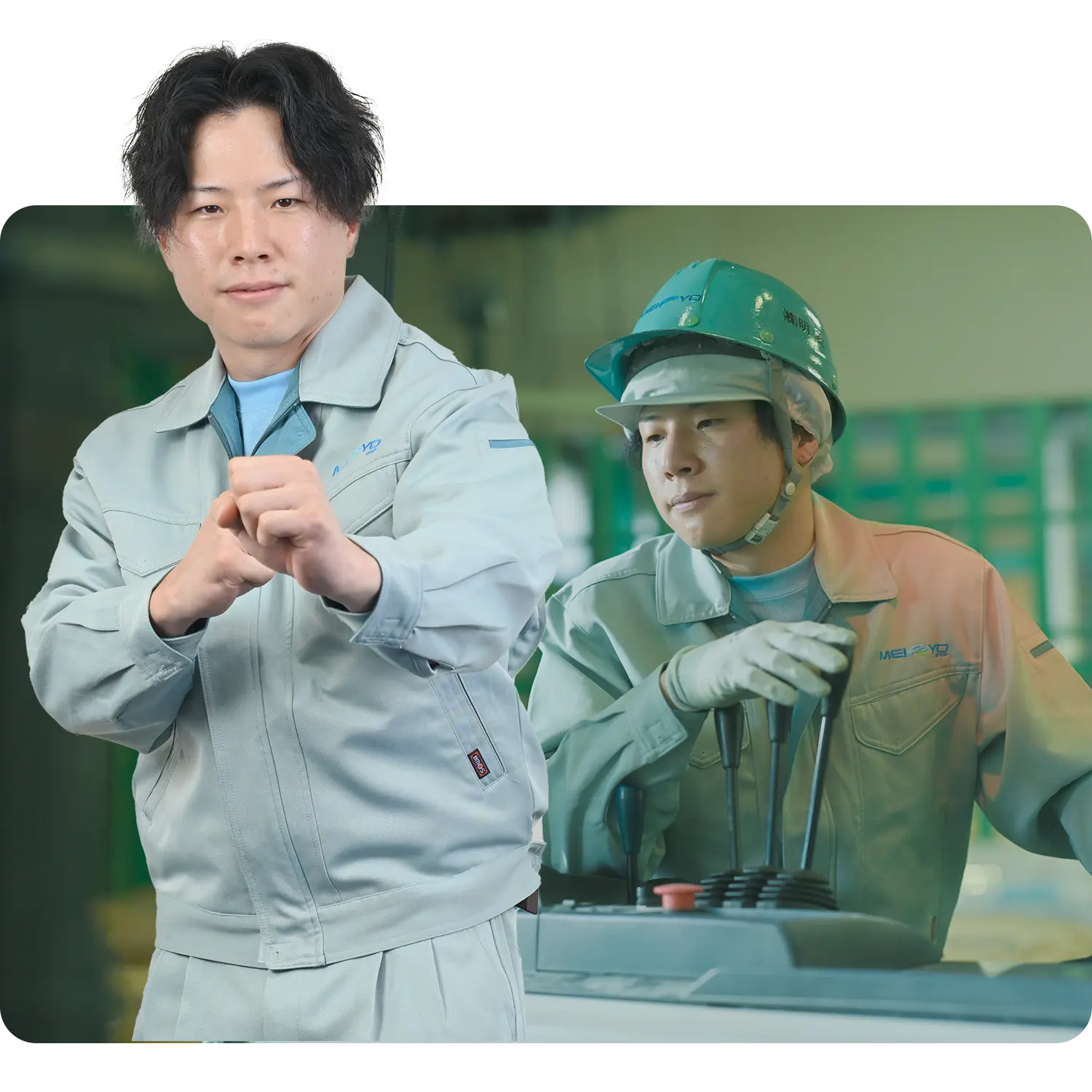 作業服で仕事をする男性